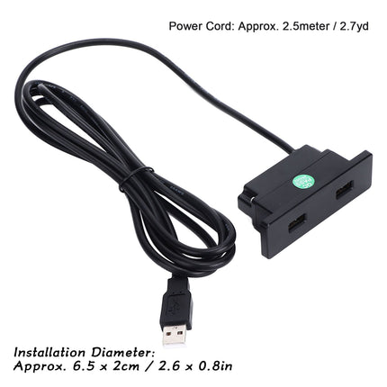 Recessed USB Power Strip Outlet 5V 2.5meter Dual USB Ports Charging Sofa Socket ABS Embedded USB Charging Socket for Phone