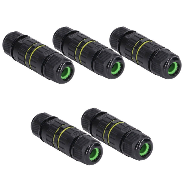5Pcs Outdoor Electrical Cable Connector IP68 Waterproof 3 Core Wire Connectors 7‑10mm