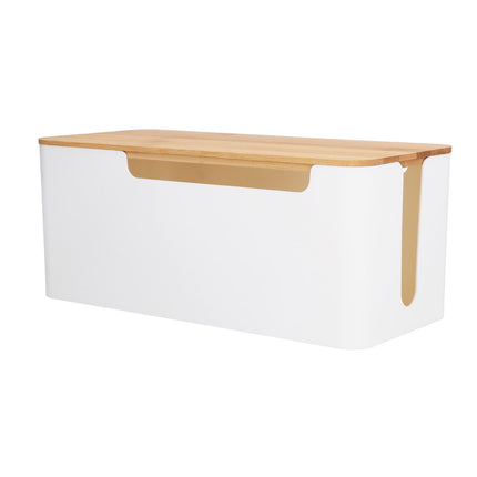 Cable Management Box Stylish Extension Socket Cord Organizer Box with Cover for Router Desk Power Strip