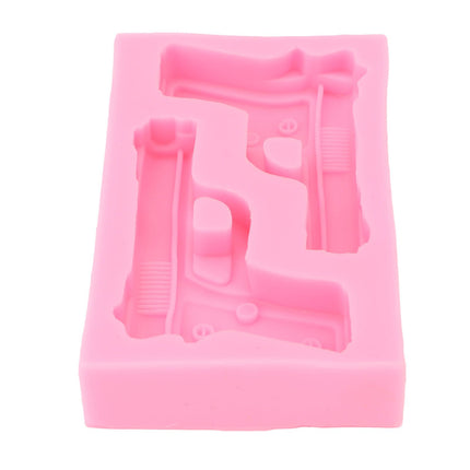 3D Weapon Shape Silicone Molds Pistol Shaped Baking Molds for Making Cake Chocolate Candy Crafting Pink