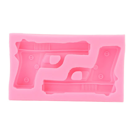3D Weapon Shape Silicone Molds Pistol Shaped Baking Molds for Making Cake Chocolate Candy Crafting Pink