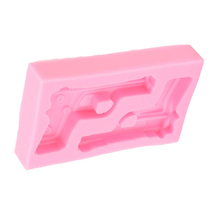 3D Weapon Shape Silicone Molds Pistol Shaped Baking Molds for Making Cake Chocolate Candy Crafting Pink