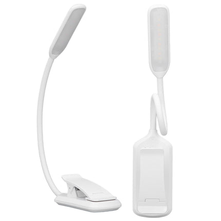 LED Desk Lamp Clip Design Three Level Adjustment Mini Foldable White USB Touch Table Light