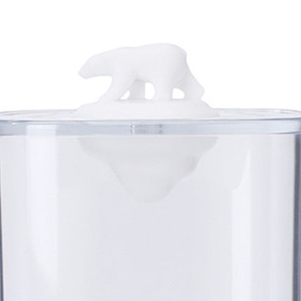 Bathroom Containers Multifunction Transparent Cotton Swabs Storage Canister with Lid for Home White Bear