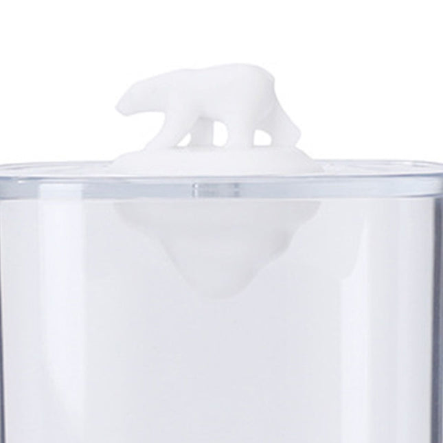 Bathroom Containers Multifunction Transparent Cotton Swabs Storage Canister with Lid for Home White Bear