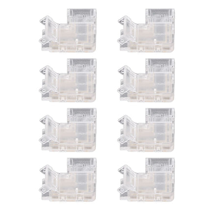 8PCS L Shaped LED Light Strip Connectors 4 Pin 10mm Transparent Gapless Solderless COB LED Adapter Connectors