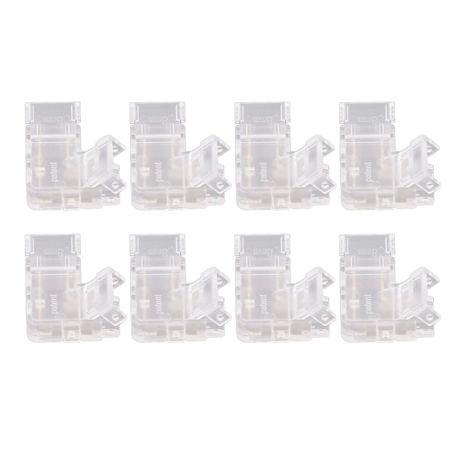 8pcs COB Connector Professional 2Pin 8mm Transparent L Shaped LED Strip Light Connectors for COB LED Strip Light