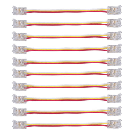 10Pcs LED Light Strip Connectors 3Pin 8mm Safe PC Strong Compatibility COB LED Strip Connectors for Home Party Office