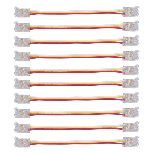 10Pcs LED Light Strip Connectors 3Pin 8mm Safe PC Strong Compatibility COB LED Strip Connectors for Home Party Office