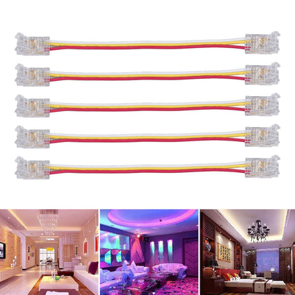 10Pcs LED Light Strip Connectors 3Pin 8mm Safe PC Strong Compatibility COB LED Strip Connectors for Home Party Office
