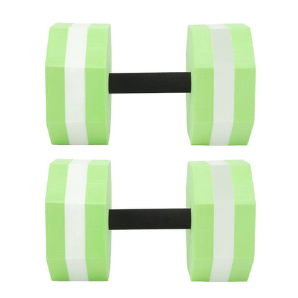 2Pcs High Density EVA Foam Dumbbell Set Aquatic Exercise Dumbbells for Men Women Indoor Swimming Pools Aerobic Fitness Rehabilitation Training Diamond Shaped Green White Green