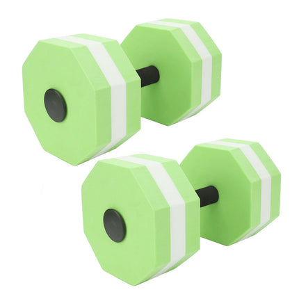 2Pcs High Density EVA Foam Dumbbell Set Aquatic Exercise Dumbbells for Men Women Indoor Swimming Pools Aerobic Fitness Rehabilitation Training Diamond Shaped Green White Green