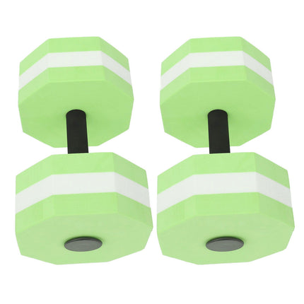 2Pcs High Density EVA Foam Dumbbell Set Aquatic Exercise Dumbbells for Men Women Indoor Swimming Pools Aerobic Fitness Rehabilitation Training Diamond Shaped Green White Green