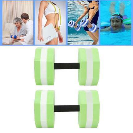 2Pcs High Density EVA Foam Dumbbell Set Aquatic Exercise Dumbbells for Men Women Indoor Swimming Pools Aerobic Fitness Rehabilitation Training Diamond Shaped Green White Green