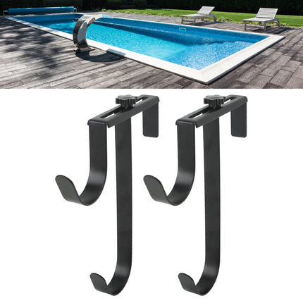 2Pcs Pool Pole Hanger Adjustable Metal Iron Pool Pole Hook Hanger Pool Accessories for Pool Poles Pool Fence Wall