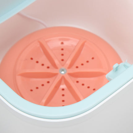 Portable Mini Washing Machine Ultrasonic USB Desktop Washer for Underwear Socks Baby Clothes Travel 3.8L 5V Pink
