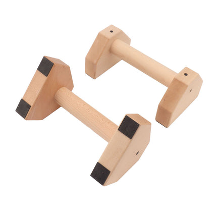 2pcs Wooden Push Up Handles Anti Slip Pushup Bar Handstand Parallettes Bars for Indoor Outdoor 25cm / 9.8in