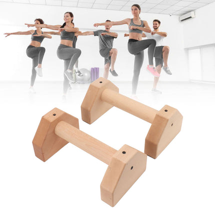 2pcs Wooden Push Up Handles Anti Slip Pushup Bar Handstand Parallettes Bars for Indoor Outdoor 25cm / 9.8in
