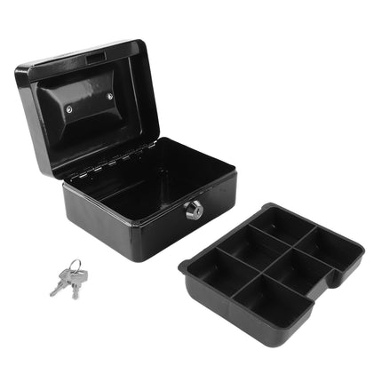 Metal Cash Box with Lock Safety Portable Small Metal Storage Box with 2 Keys for Money Document Home Car