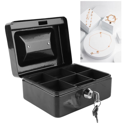 Metal Cash Box with Lock Safety Portable Small Metal Storage Box with 2 Keys for Money Document Home Car