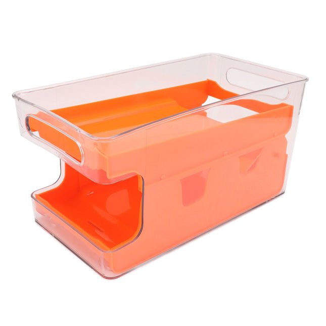 2 Tier Soda Can Rack Beverage Can Can Storage Holder Can Holder for Pantry Refrigerator Orange