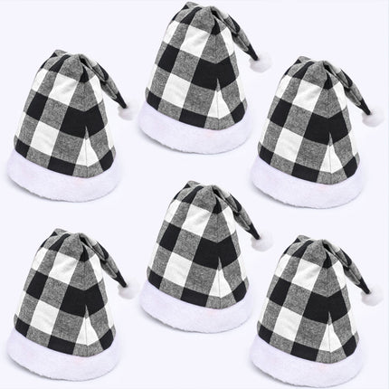Plaid Christmas Hat Linen Adult Christmas Hat Xmas Holiday Hat Christmas Decorative Hat