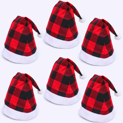 Plaid Christmas Hat Linen Adult Christmas Hat Xmas Holiday Hat Christmas Decorative Hat