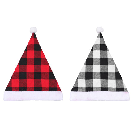 Plaid Christmas Hat Linen Adult Christmas Hat Xmas Holiday Hat Christmas Decorative Hat