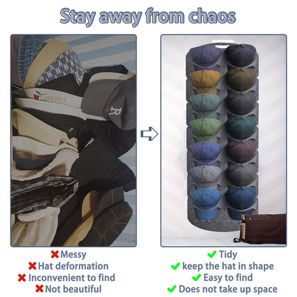 Hat Rack Felt Hat Organizer Wall Door Visible Hat Holder for Baseball Caps