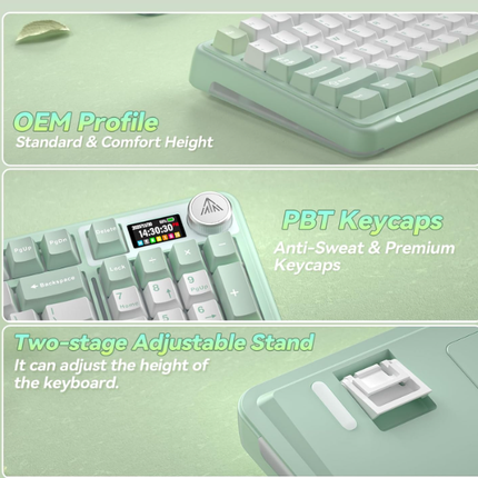 Solakaka A99PRO 3‑Mode RGB Mechanical Keyboard, White‑Green