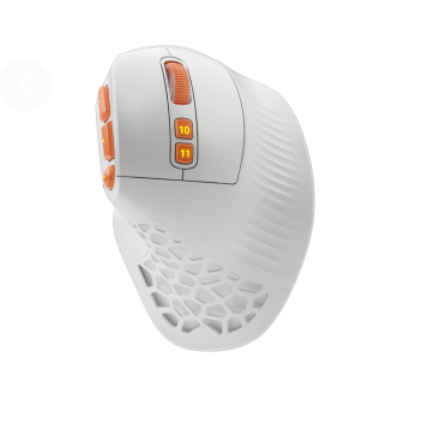 Solakaka E9PRO Tri‑Mode Vertical Ergonomic MMO Gaming Mouse, 10 Programmable Side Buttons, RGB Backlit Rechargeable Wireless Mouse,White-Orange