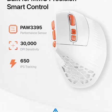 Solakaka E9PRO Tri‑Mode Vertical Ergonomic MMO Gaming Mouse, 10 Programmable Side Buttons, RGB Backlit Rechargeable Wireless Mouse,White-Orange