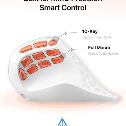 Solakaka E9PRO Tri‑Mode Vertical Ergonomic MMO Gaming Mouse, 10 Programmable Side Buttons, RGB Backlit Rechargeable Wireless Mouse,White-Orange