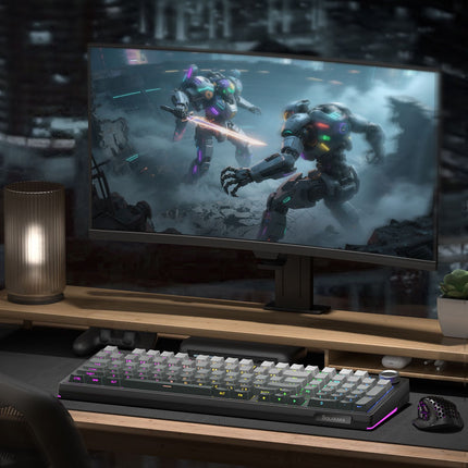 Solakaka Ki99pro 3‑Mode RGB Mechanical Keyboard,  Gradient-Gray