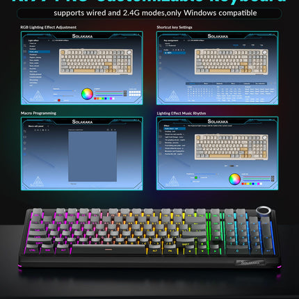Solakaka Ki99pro 3‑Mode RGB Mechanical Keyboard,  Gradient-Gray