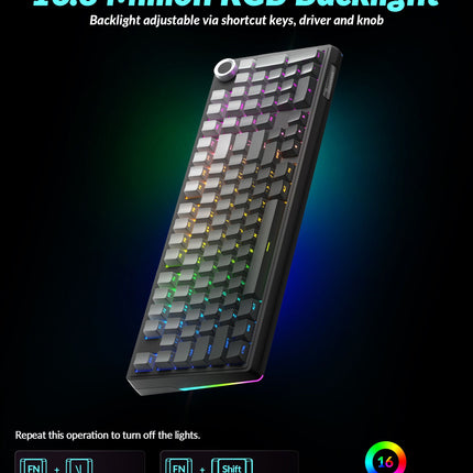 Solakaka Ki99pro 3‑Mode RGB Mechanical Keyboard,  Gradient-Gray