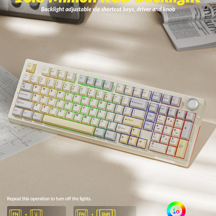 Solakaka Ki99pro 3‑Mode RGB Mechanical Keyboard,  Orange-White