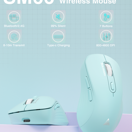 SM69 Dual Mode Wireless Gaming Mouse, Rechargeable RGB Ergonomic Mice with Adjustable DPI ,green