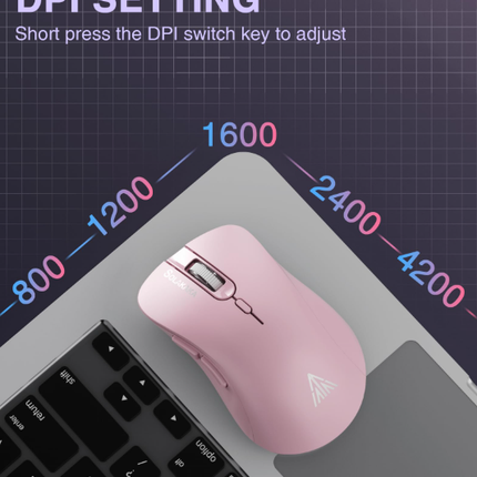 SM67 Dual Mode Wireless Gaming Mouse, Rechargeable RGB Ergonomic Mice with Adjustable DPI ,pink