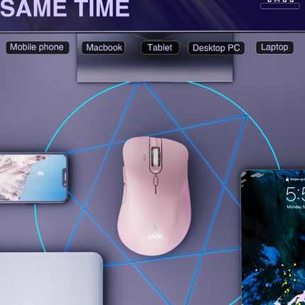 SM67 Dual Mode Wireless Gaming Mouse, Rechargeable RGB Ergonomic Mice with Adjustable DPI ,pink