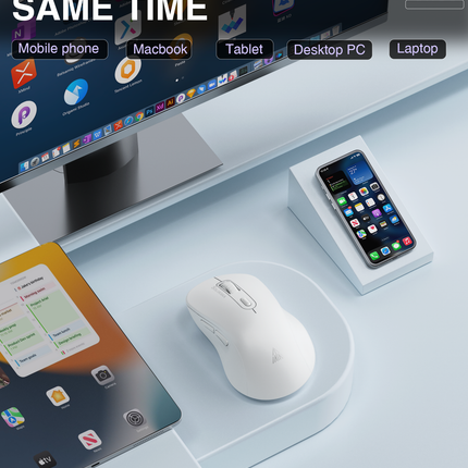 SM66 Dual Mode Wireless Gaming Mouse, Rechargeable RGB Ergonomic Mice with Adjustable DPI ,white
