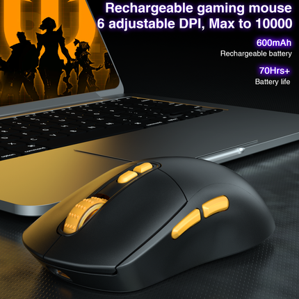 SM802 Tri‑Mode Gaming Mouse, Adjustable DPI, RGB Backlight, Ergonomic Wireless Mouse,black