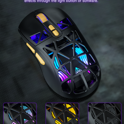 SM802 Tri‑Mode Gaming Mouse, Adjustable DPI, RGB Backlight, Ergonomic Wireless Mouse,black