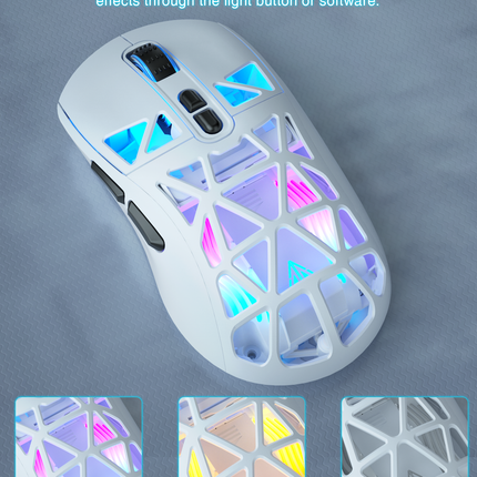 SM802 Tri‑Mode Gaming Mouse, Adjustable DPI, RGB Backlight, Ergonomic Wireless Mouse,white