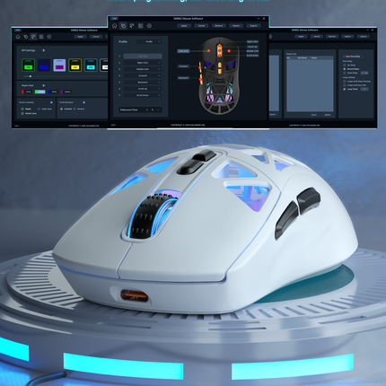 SM802 Tri‑Mode Gaming Mouse, Adjustable DPI, RGB Backlight, Ergonomic Wireless Mouse,white