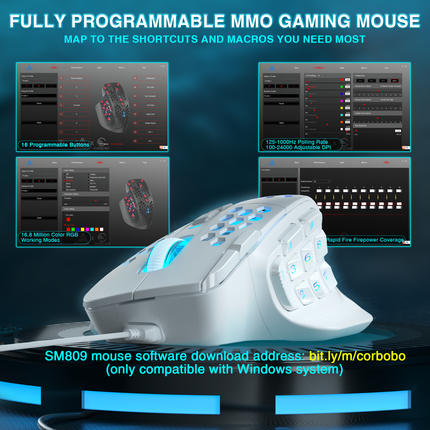 SOLAKAKA SM809 Pro Wireless Gaming Mouse，white
