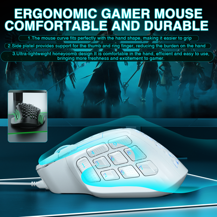 SOLAKAKA SM809 Pro Wireless Gaming Mouse，white