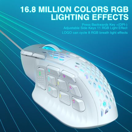 SOLAKAKA SM809 Pro Wireless Gaming Mouse，white