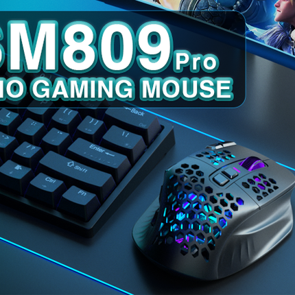 SM809pro Tri-Mode MM0 Wireless Gaming Mouse, Adjustable DPI RGB Backlight,black