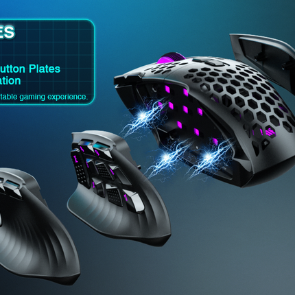 SM809pro Tri-Mode MM0 Wireless Gaming Mouse, Adjustable DPI RGB Backlight,black
